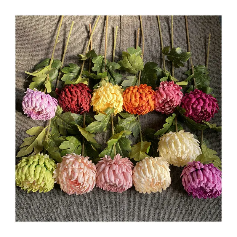 Better Quality Single Artificial Chrysanthemum Flower White Yellow Rich Flowers Home Decoration