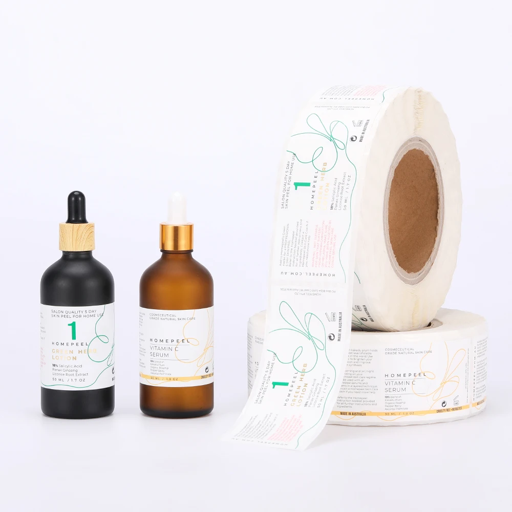 Custom logo printing roll gold foil labels perfume essential oil bottle adhesive paper stickers for packaging