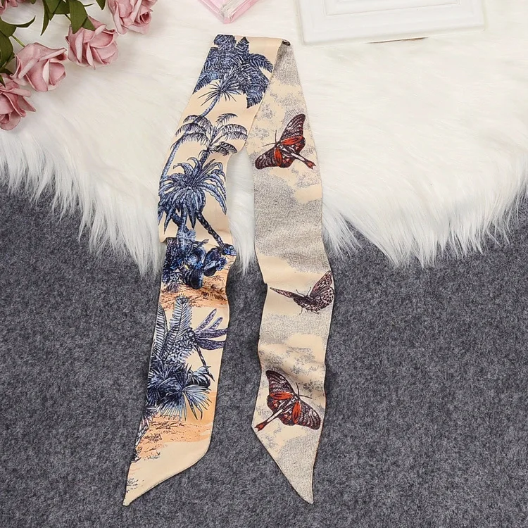 Luxury Women Sharp-angled Scarf Coconut Palm Prints Long Handkerchief Bag Wraps Scarves Shawl