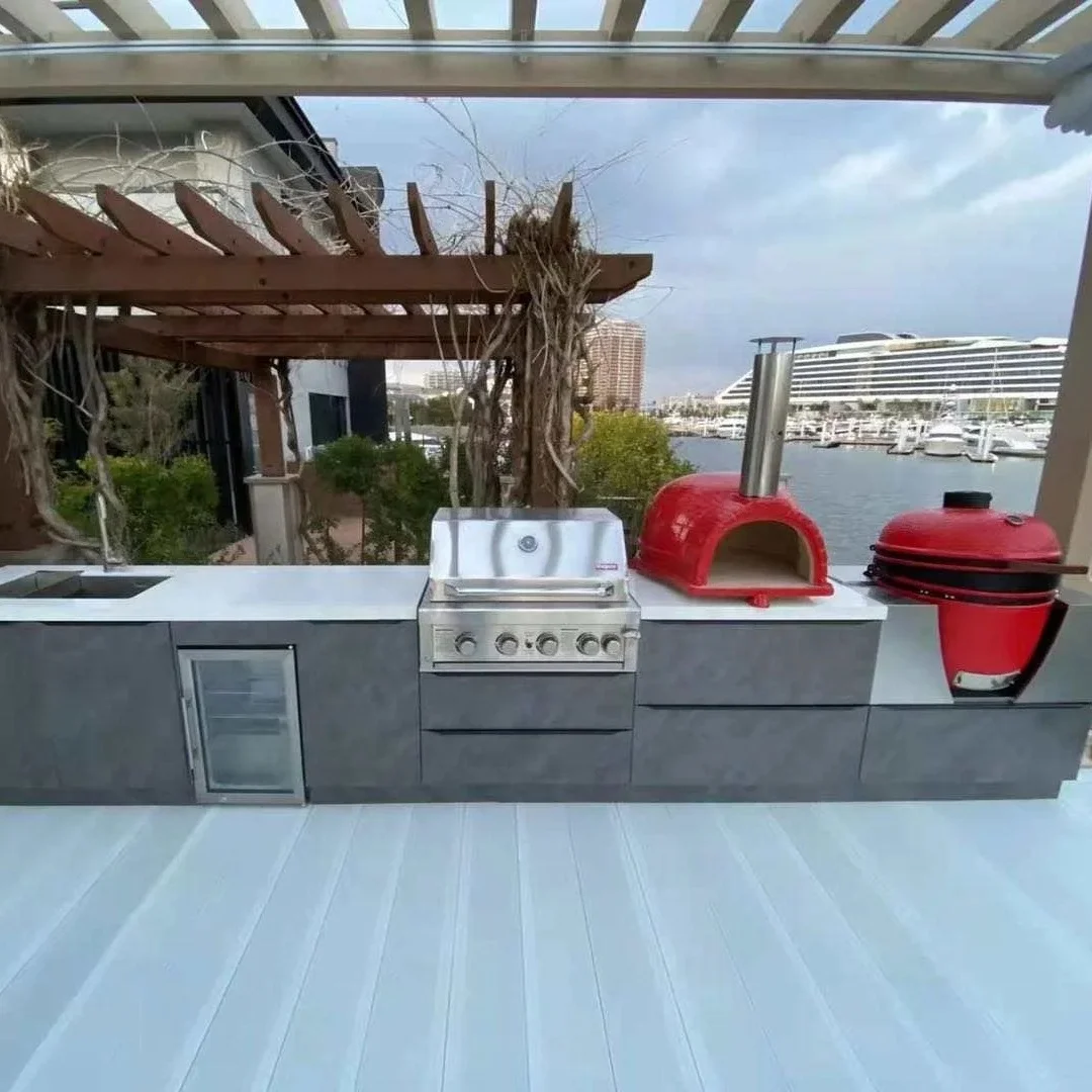 outdoor bbq furniture  green egg modular outdoor kitchen cabinet 304 316 stainless steel with pizza oven outdoor kitchen