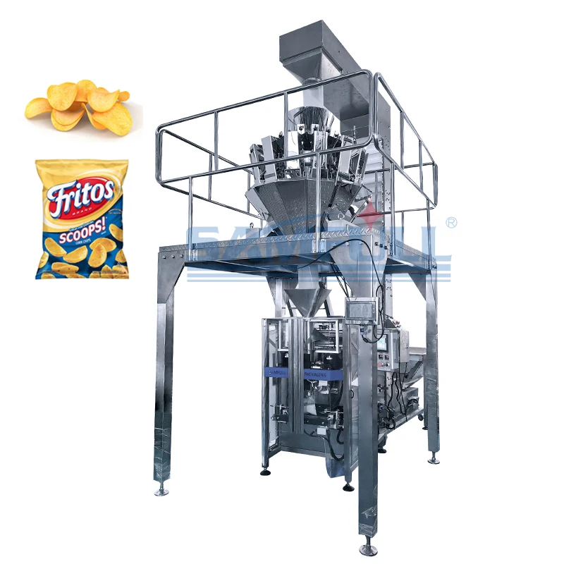 Multihead automatic plantain chips packaging machine vertical chip ffs slanty packing machine for banana chips