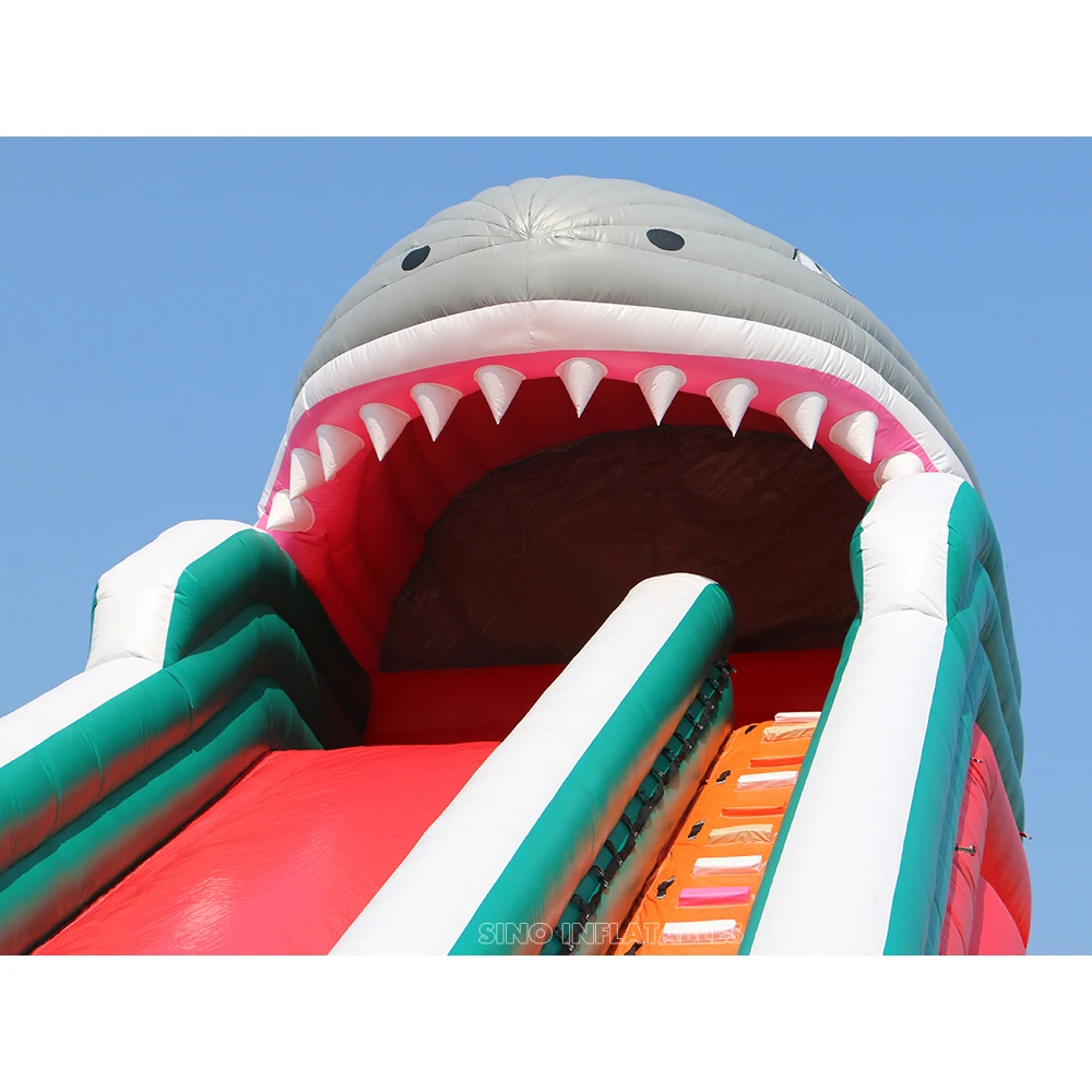 12m High Blow up Giant Shark Inflatable Water Slide with Pool Track for Adults Beach and Water Parks Entertainment