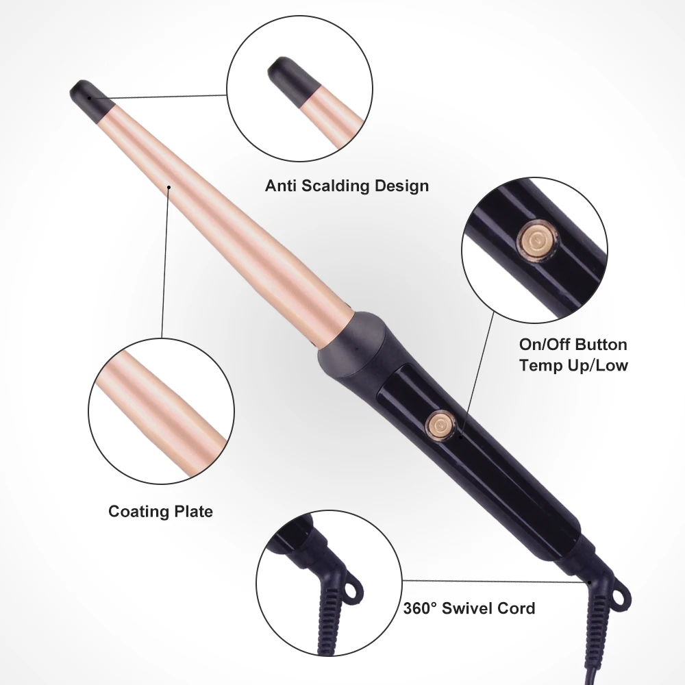 INFINITI PRO Electric hair curler wand with 1 inch to 1/2 inch