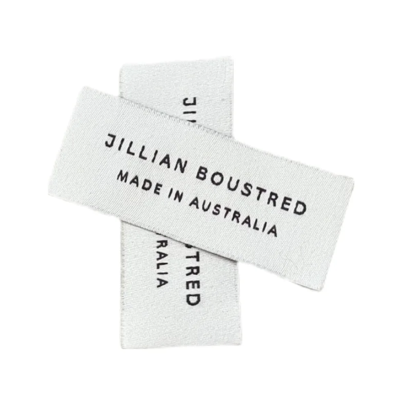 Sustainable End Fold Woven Label Custom High Quality Cotton Woven Fabric Print Brand Collar Neck Label Square