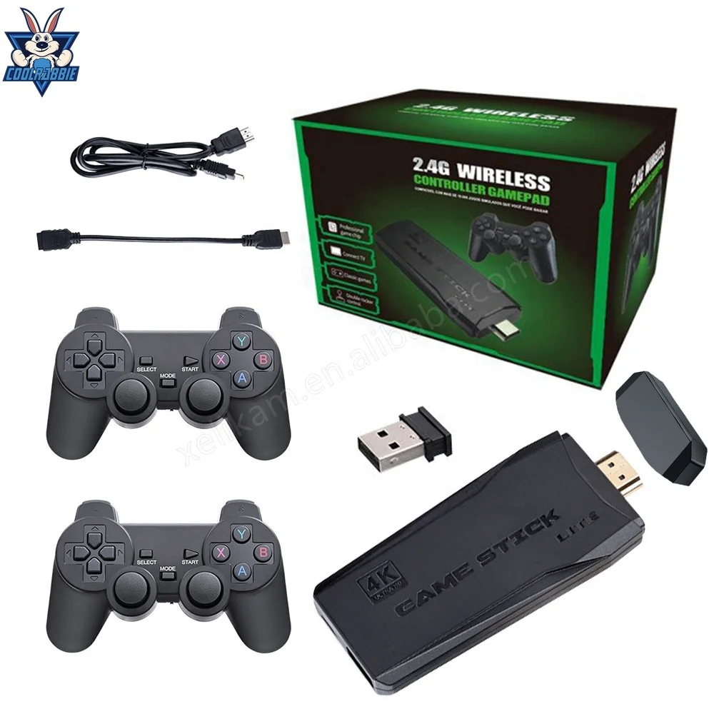 Маленькая приставка M8 4K HD TV Game Stick со встроенными 3500/10000 играми, игровая консоль с беспроводным контроллером, игровая консоль для ps1