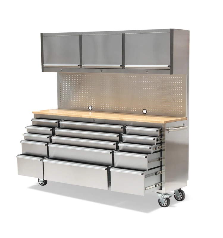 hot sale 72 Inch Anti-Fingerprints Stainless Steel Rolling Tool Cabinet Tool Chest on wheels tool storage system