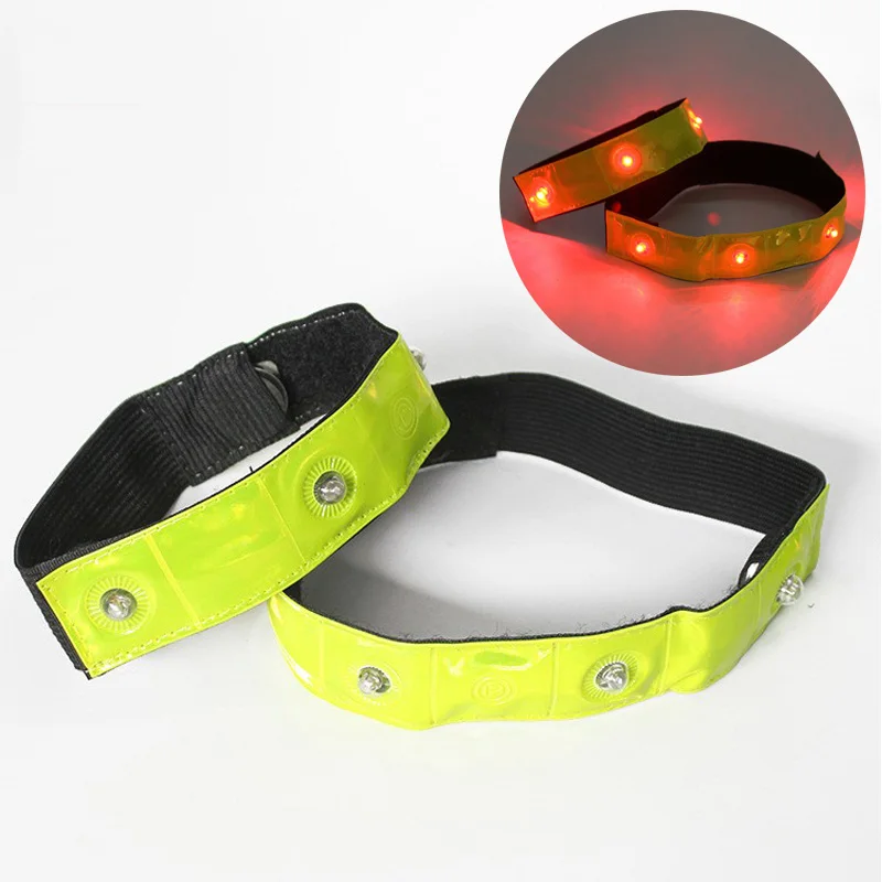 custom print reflective flashing adjustable PVC LED lighted glow armband wrist ankle luminous arm band for sports hiking safety