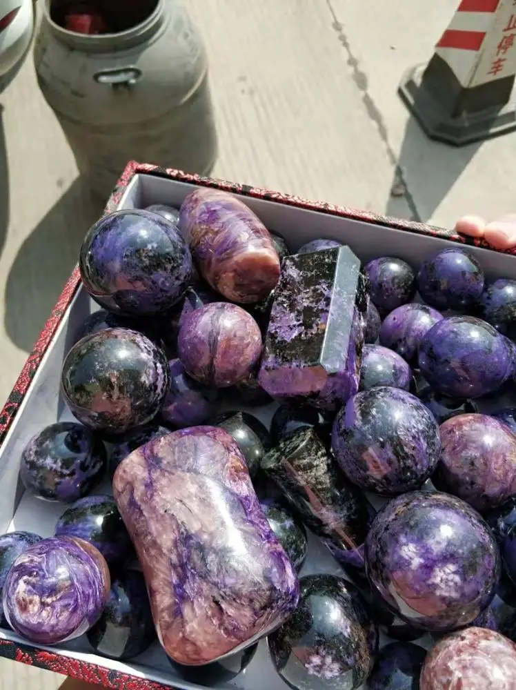  Хит продаж красивые натуральные фиолетовые шарики Charoite Хрустальные для