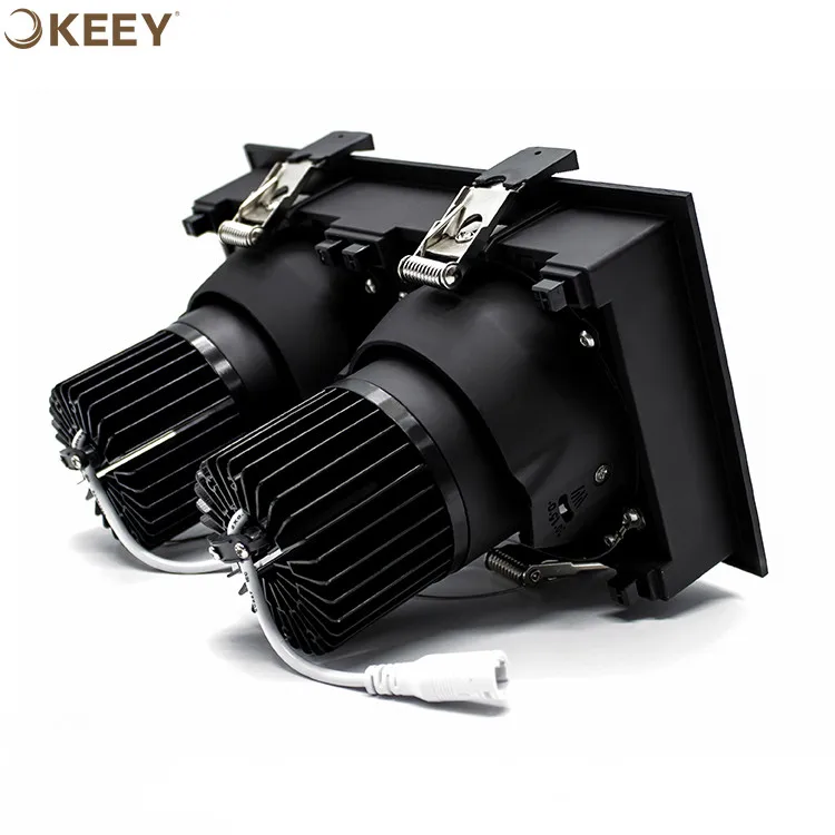 
2020 Keey new style led grille light fixture black double head ceiling led grille light square home use GS611-2 