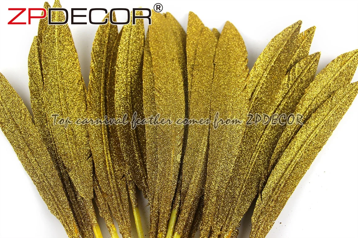 Leading Supplier in China ZPDECOR Wholesale Selected by Handwork 30-35 cm Glitter Turkey Feather for Carnival Costumes