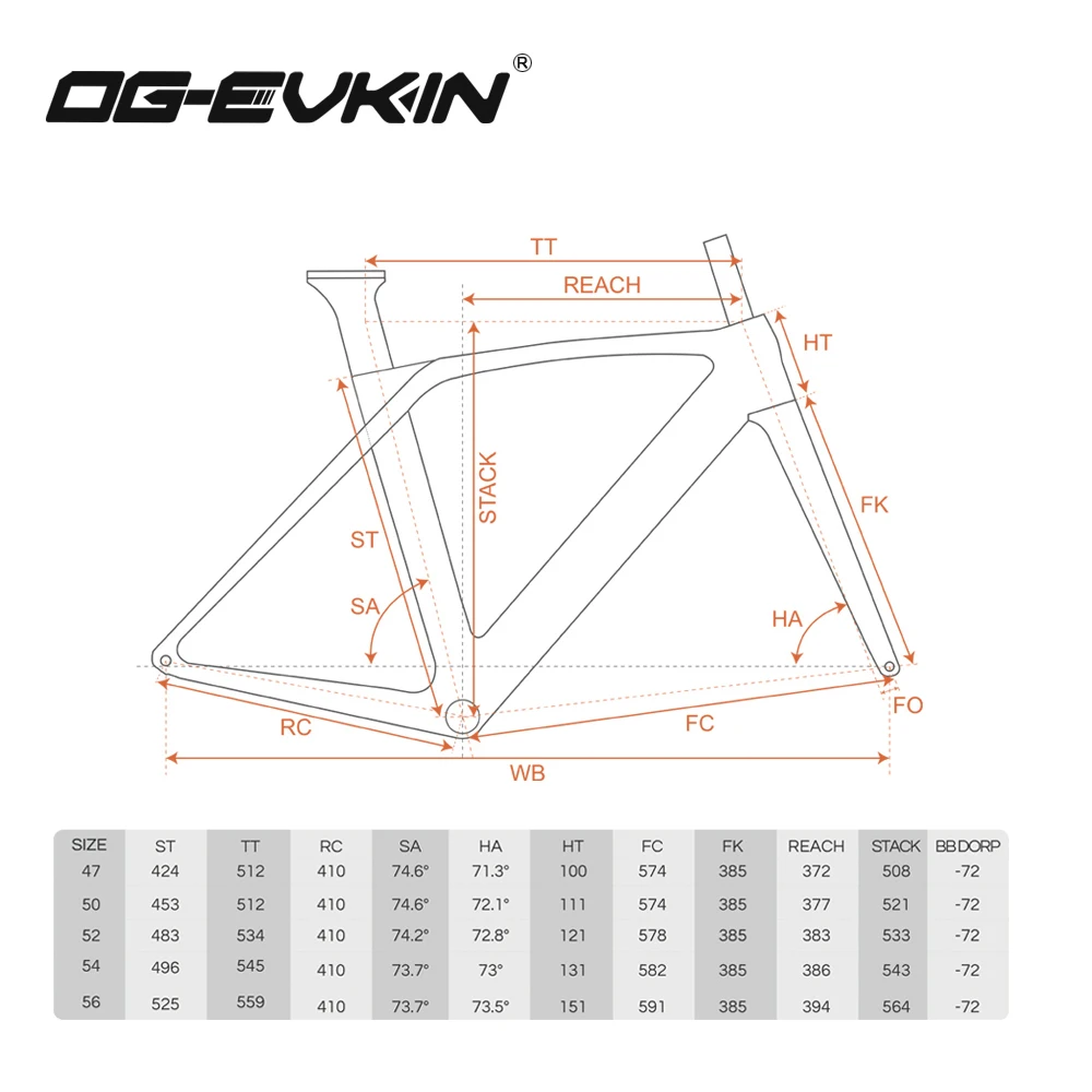 OG-EVKIN CF-026 AERO Carbon Road Frame Disc Brake Full Inner Cable Routing Bicycle BB86 700C x 28C Bike Frames Frameset