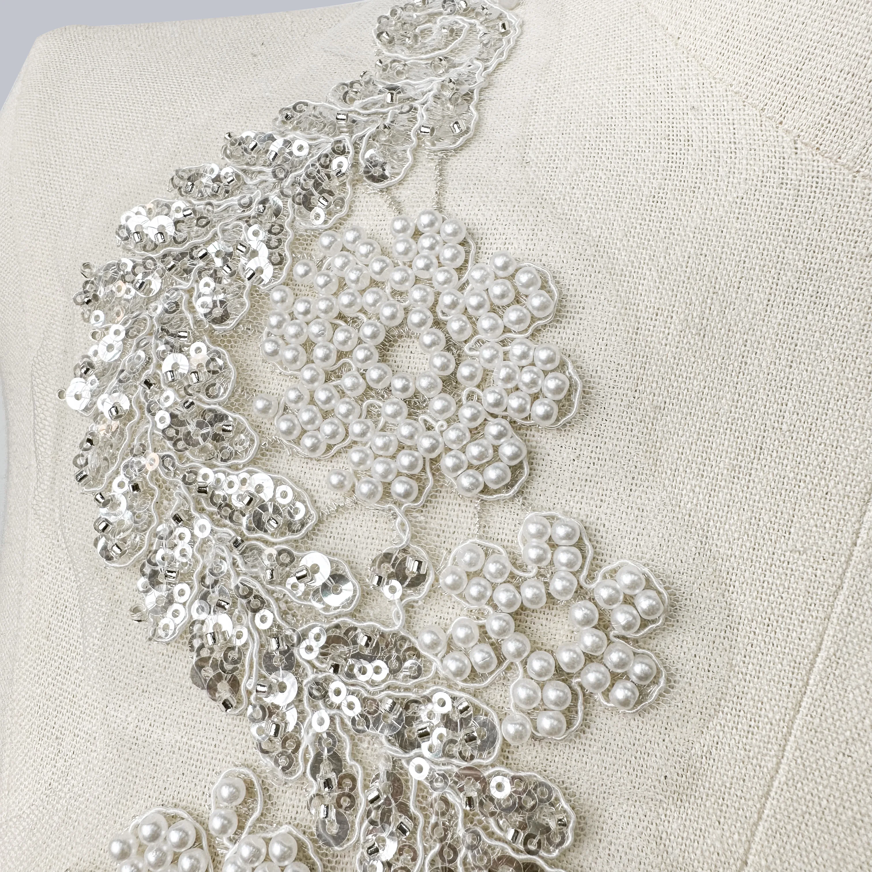 New bra with rhinestone decals and hand sewn silver bead lace for wedding party dress accessories