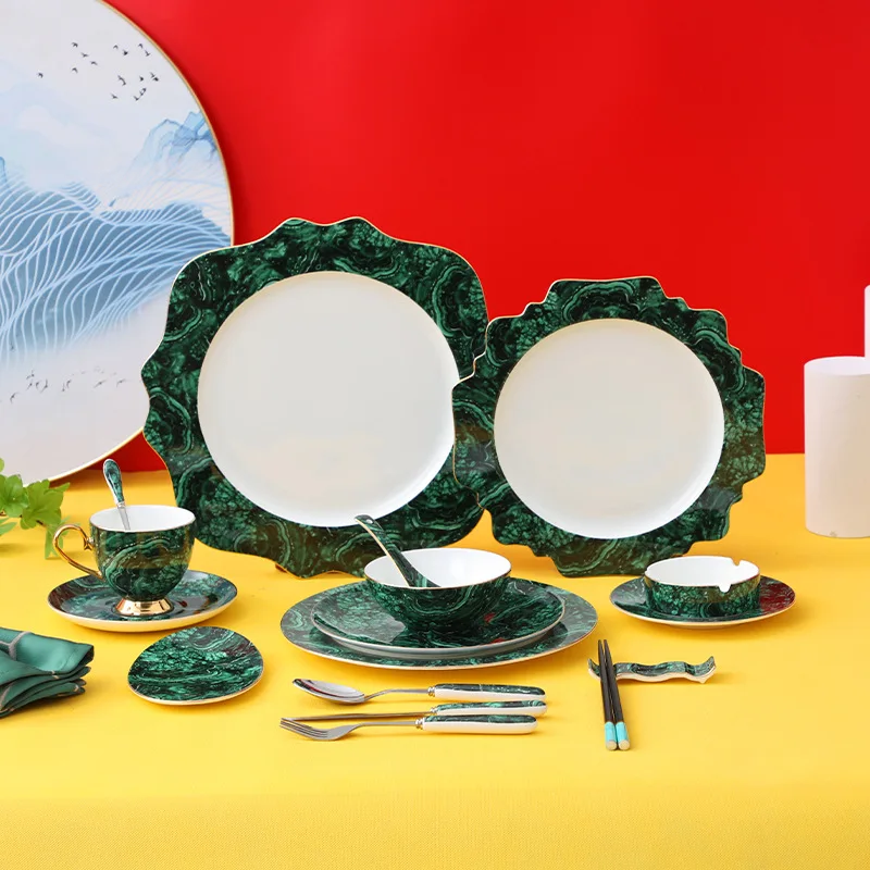 Hotel Club bone china western food plate table top coffee set Bowl Spoon dining single tableware combination set