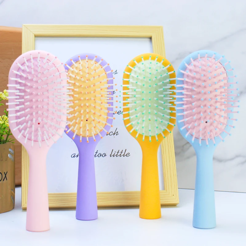 Hot sale mini Macaron air cushion comb hair brush packaging box portable smooth detangling cellular airbag hair brush