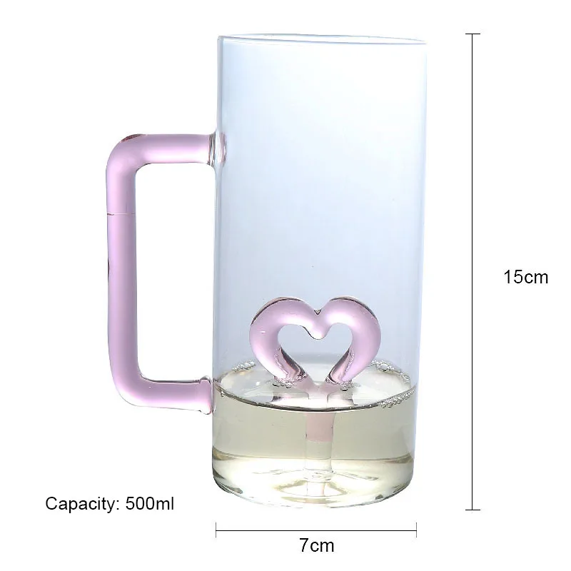 500ml Hot Water Tumbler Gift Drinkware Colorful Design Glass Mug Handmade Simple 3D Coffee Cup