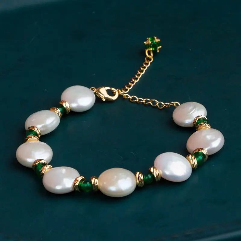 Real Natural Freshwater Jade And Pearl Bracelets For Women Gift
