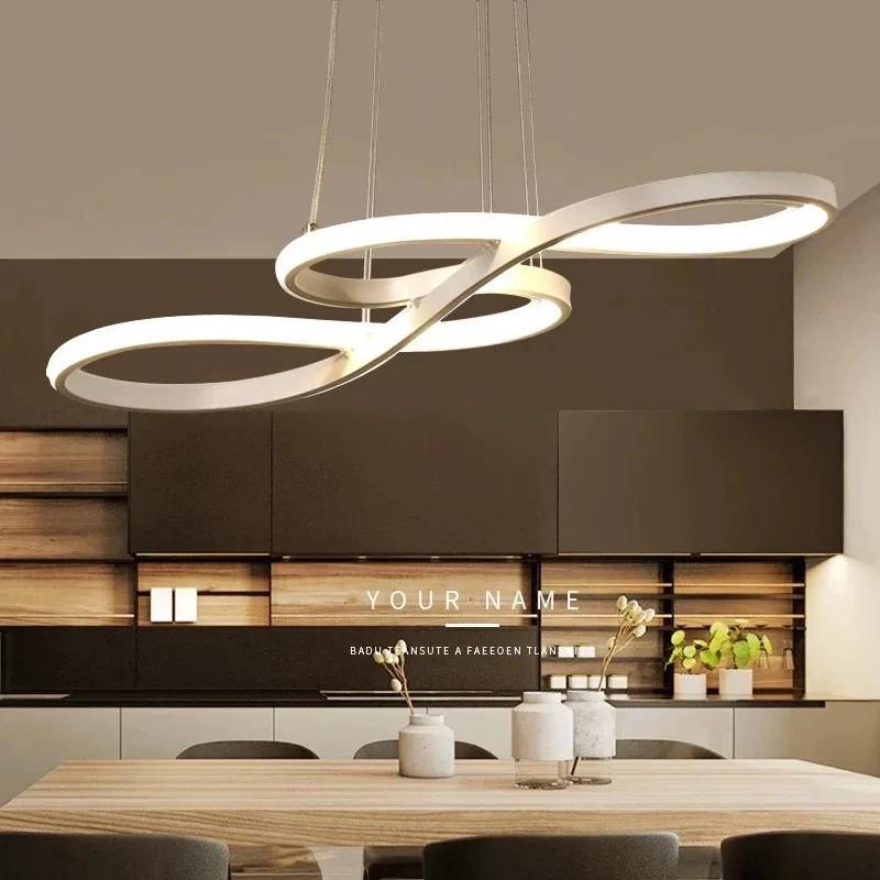Designer Minimalist Nordic Lights Restaurant Living Room Iron Curved Linear Ring Pendant Light