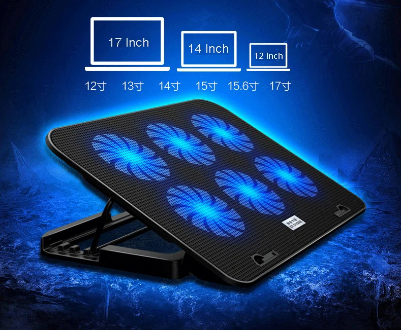 Ice coorel Chinese supplier laptop cooler fan six fans gaming style cooling fan for laptop