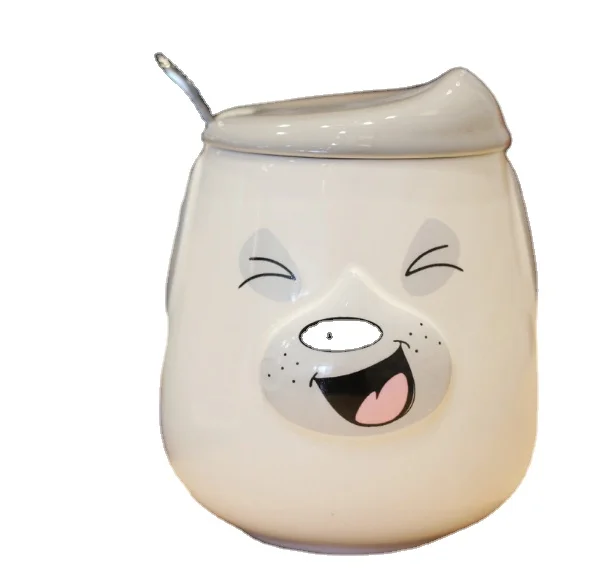 
Cute Cartoon Dog With Lid Spoon Cute Animal Creative Coffee Cup Ceramic Mugs Milk Dog Mug with Handle 