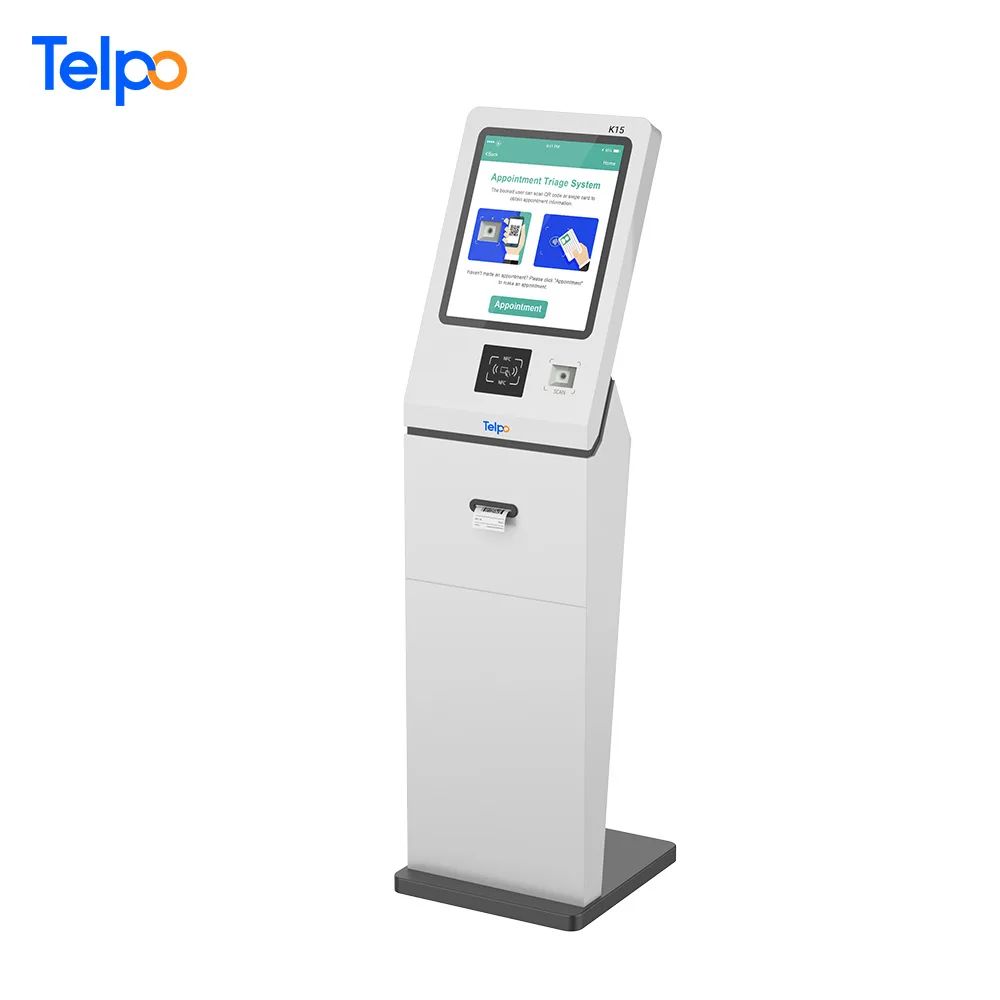 Telpo K15 android touch screen automatic self check in bill ticketing vending kiosk payment machine