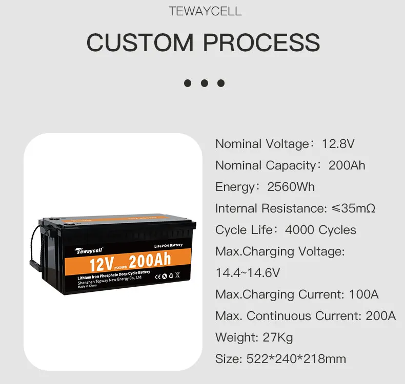 lifepo4 5 years warranty 12v 24v 200ah 100ah 50ah 500ah battery for RV solar 12 volt lithium battery 200ah