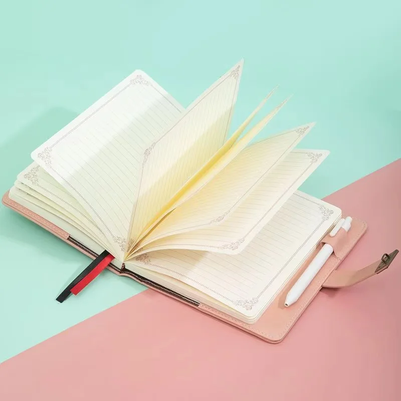 Custom New Year PU Leather Hardcover Smart notebook 2022 pink diary with code lock for girl