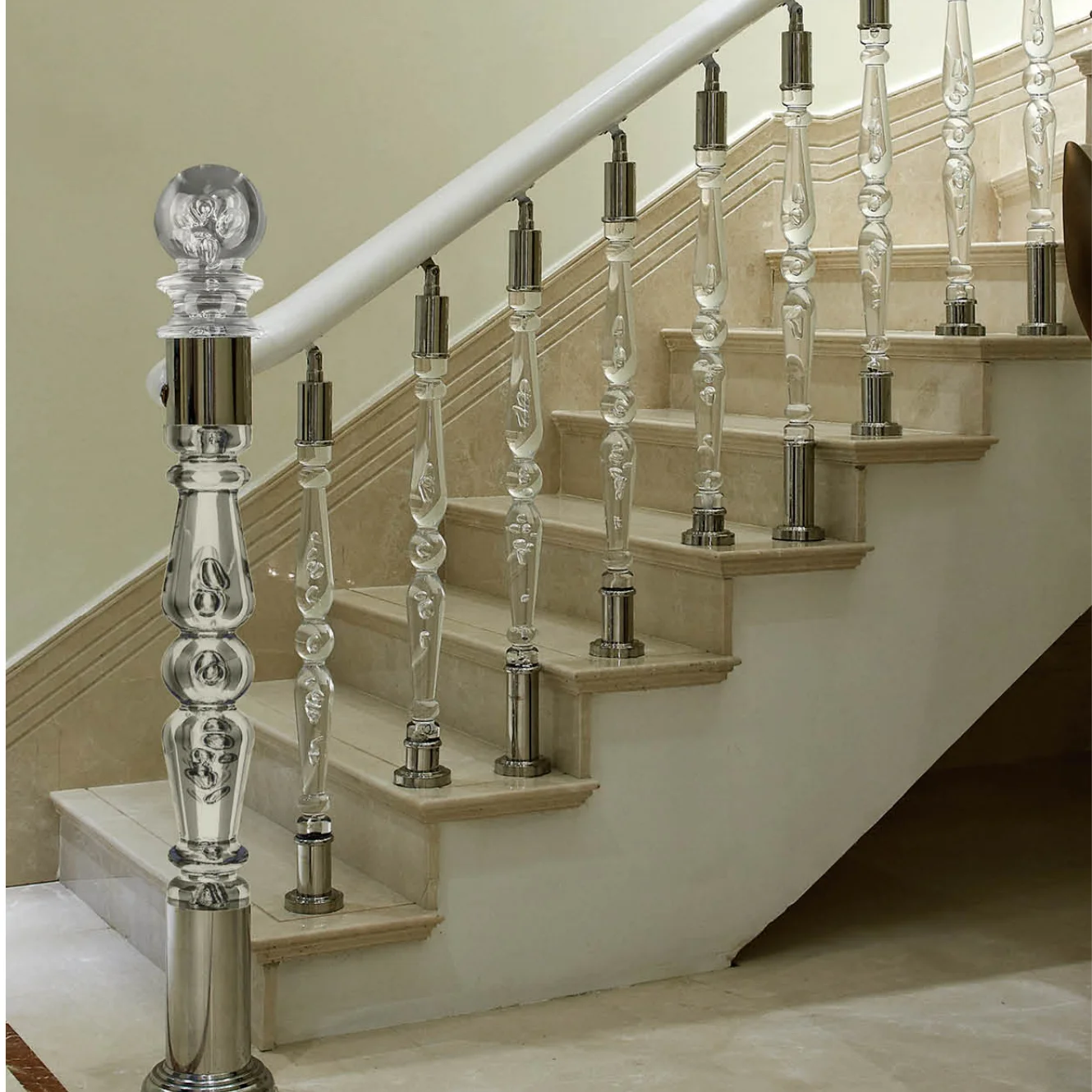 Indoor Modern Clear Acrylic Crystal Railings Stairs Pillars Acrylic Balusters