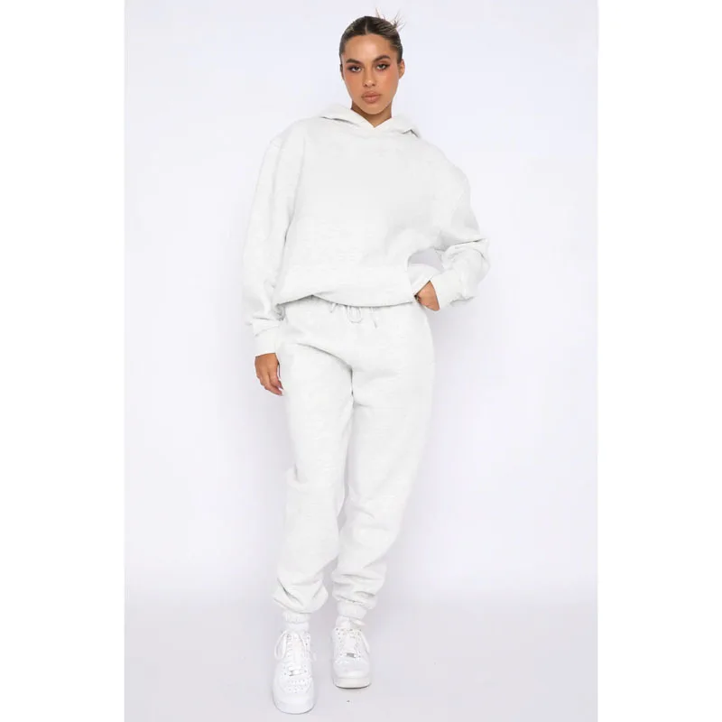 Fall 2023 Women Clothes Pullover Oversized Hoodie And Jogger Set Tracksuit Terry Cotton Sweatsuit Sweatpants And Hoodie Set