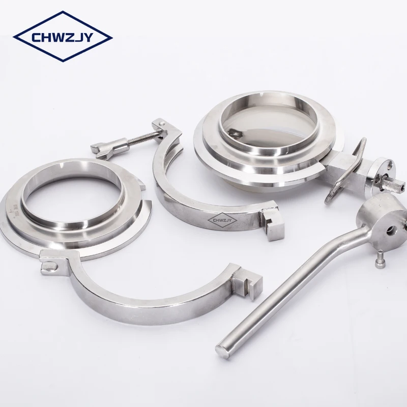316L Middle Clamp or Welded Ends Manual Wam Powder Butterfly Valve DN150 DN200 to DN400 Sanitary Stainless Steel 304 General