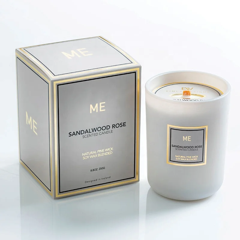 Mescente Luxury Custom Glass Bottle Woodwick Strong Scented Soy Candles, Wood Wick Candle