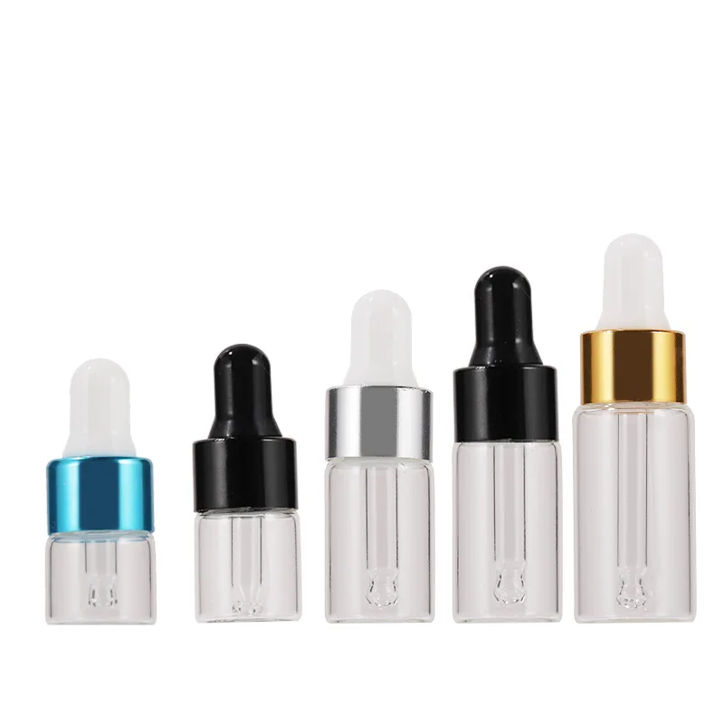 1ml 2ml 3ml 5ml Transparent Dropper Small Serum Perfume Brown Sample Container Essential Oil Display Vial Mini Glass Bottle