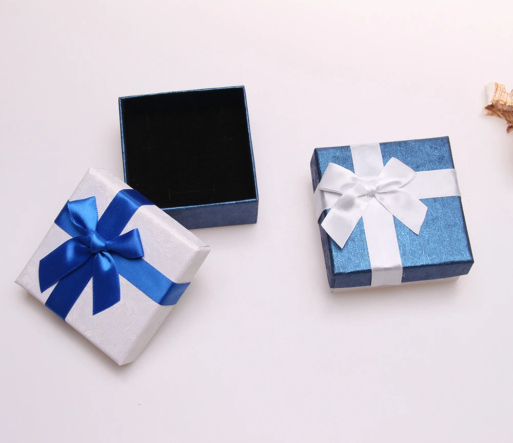 wholesale paper ribbon necklace jewelry box with bow