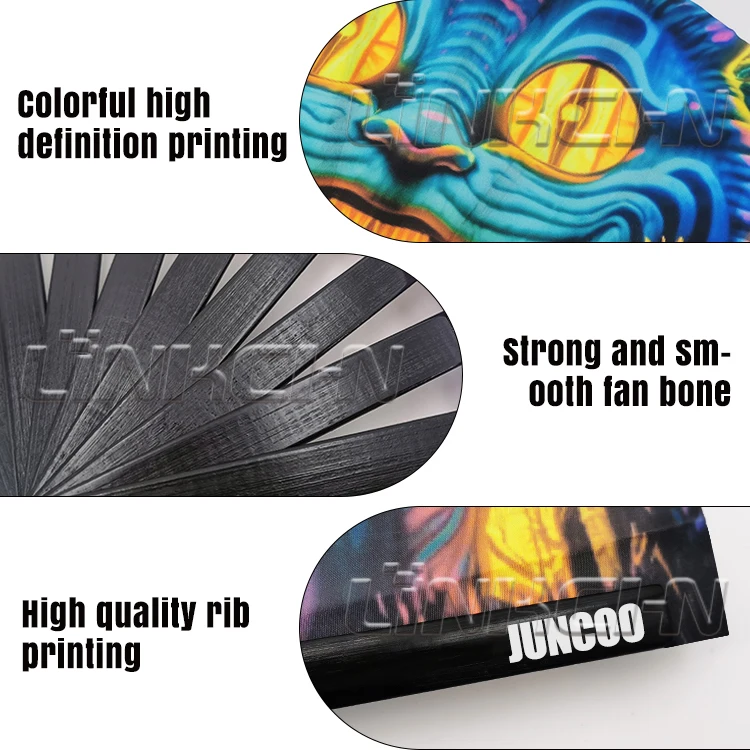 Customized nylon rainbow bamboo folding hand fans