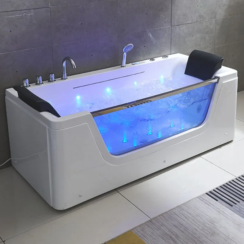2023 modern bathroom tubs rectangle Freestanding indoor waterfall Acrylic whirlpool bathtub Bathtubs & Whirlpools