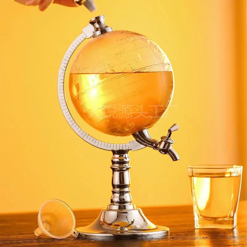 2023 New Design Stainless Steel 2000ml  Earth Beer Globe Shape Tower Dispenser