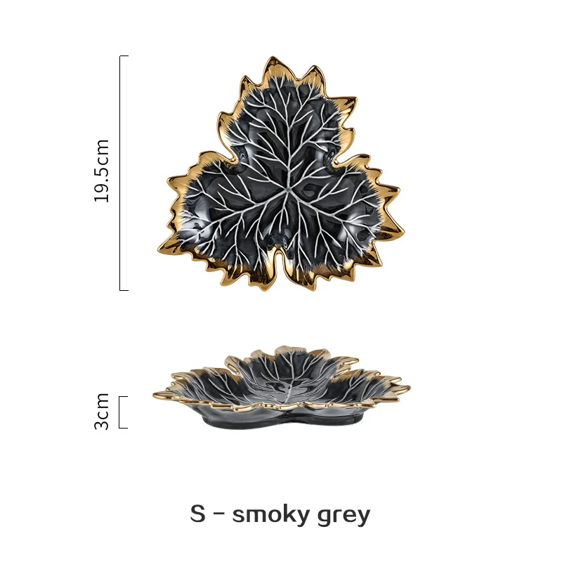 NEW Unique Porcelain Maple Leaf Salad Fruit Dessert Plate Ceramic Serving Plate Jewelry Maple Snack Tray