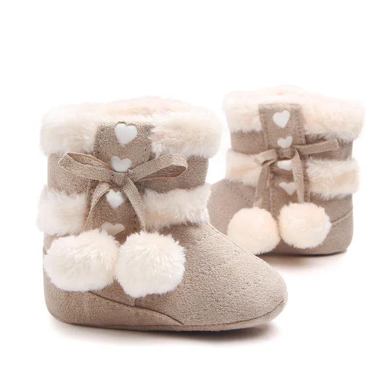 Cutesheep Newborn Baby Winter Booties Baby Warm Shoes Solid Plush Ankle Boots Infant Baby Girls Snow Boots