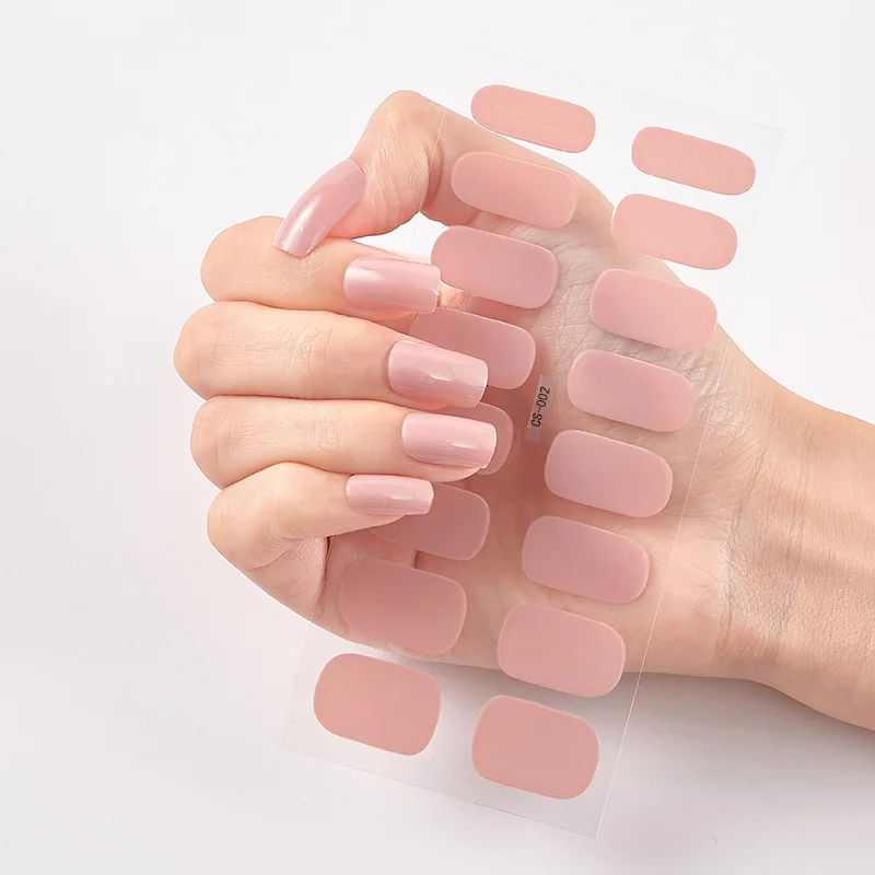 Sparkling pink series solid color nail sticker set full stick fashionable and minimalist back adhesive nail stickers