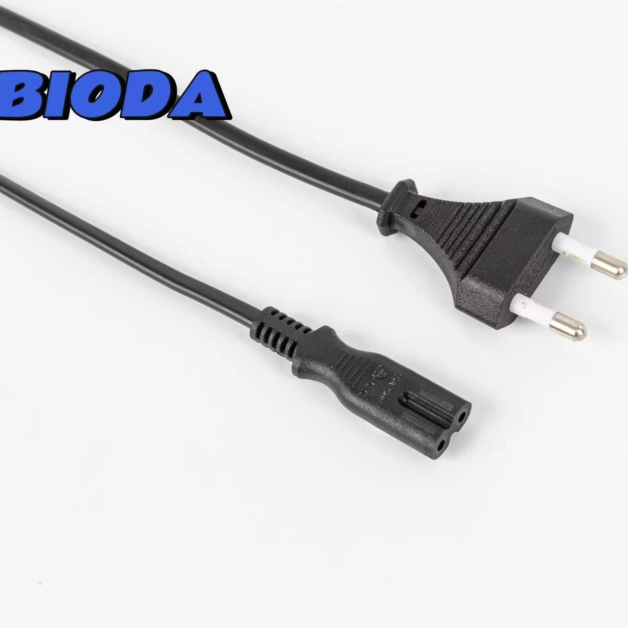 2-pin EU plug extension cable Black PVC 220V AC Power cord for computers and laptops with IEC female connector