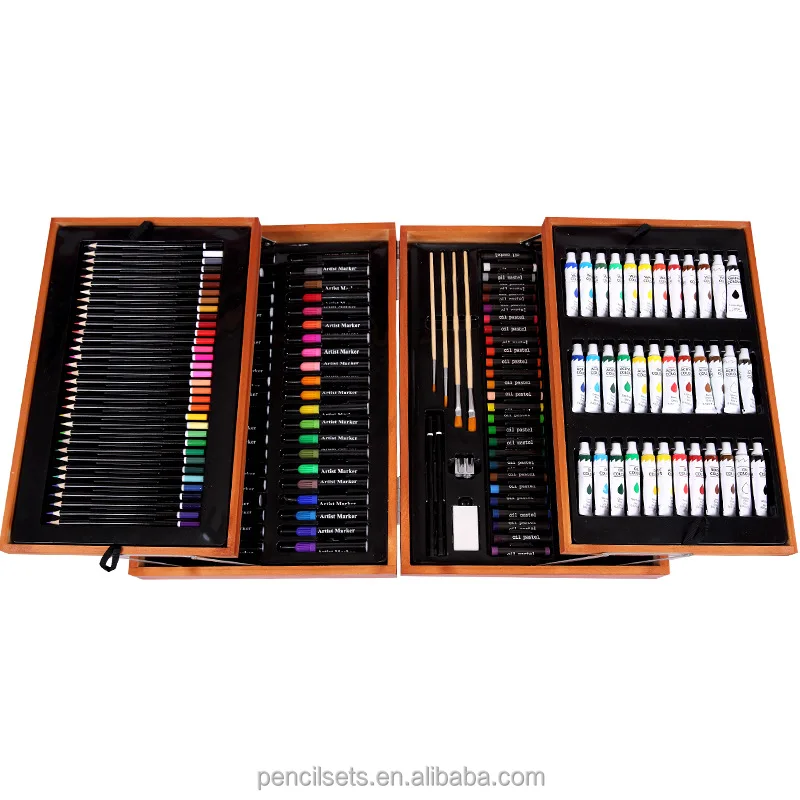 2021 High Quality Professional 174 pcs  2021 High Quality Professional Acrylic Paint Art Wooden Set for kids For Kids
