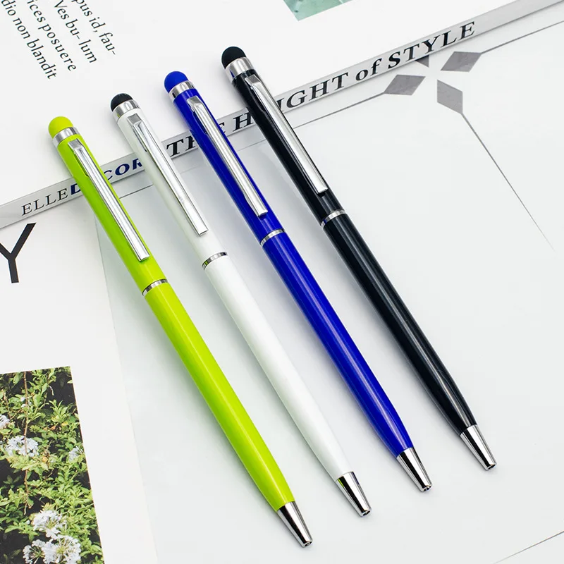 Slim Stylus Twist Pen Touch Screens Ballpoint Pen 2 in 1 Stylus Pens for iPad iPhone Tablet Laptops with Customized Logo