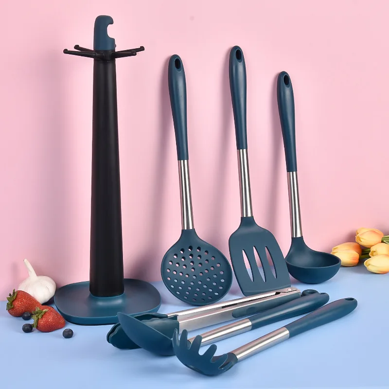Qimeng New Arrivals Best Selling Products Kitchen Gadgets Factory Stainless Steel Silicone Kitchen Utensil Set
