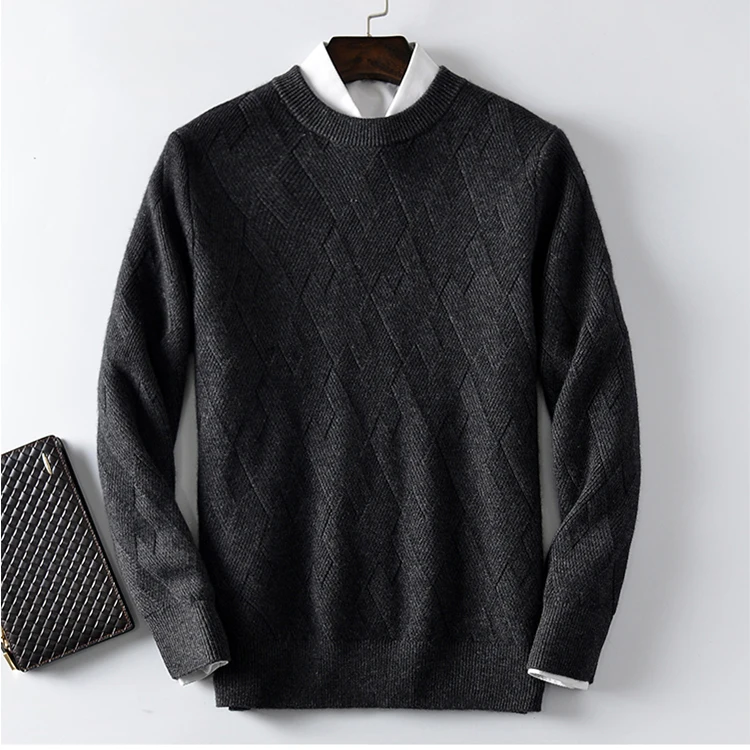 100% pure cashmere warm men crew neck sweaters cardigans