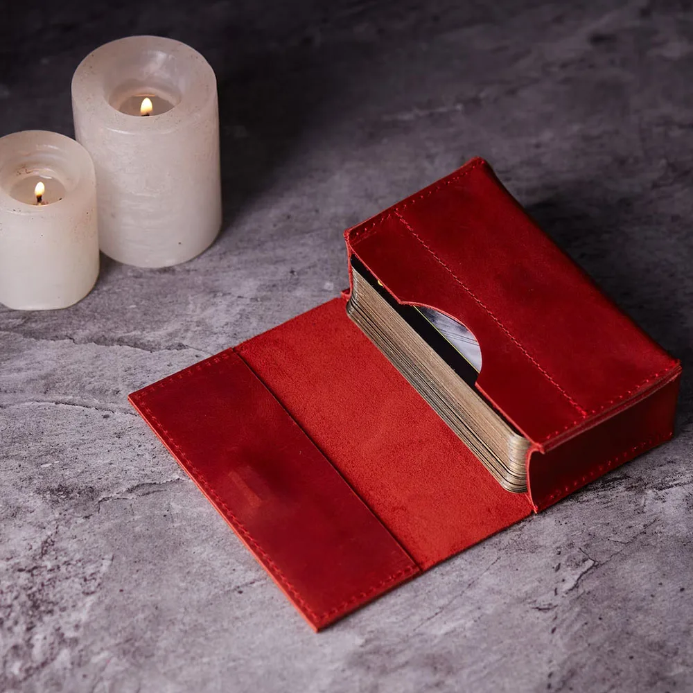 Leather tarot card holder, Tarot deck box, Personalized tarot card case