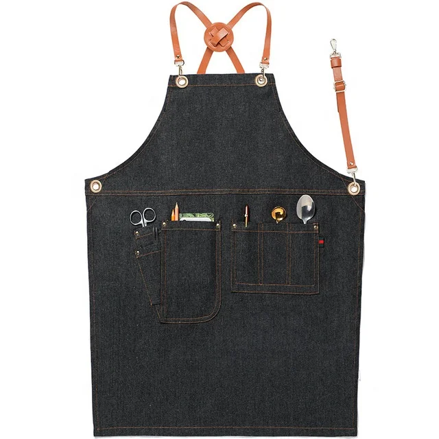 Work chef cheap kitchen apron Denim apron custom LOGO coffee shop leather work apron