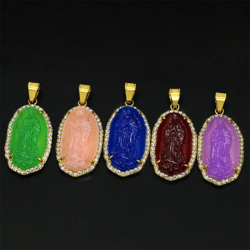 Yiwu Meise Jade Necklace Jewelry Virgin Mary pendant jewelry Jade Pendant Stainless Steel Jade Pendant