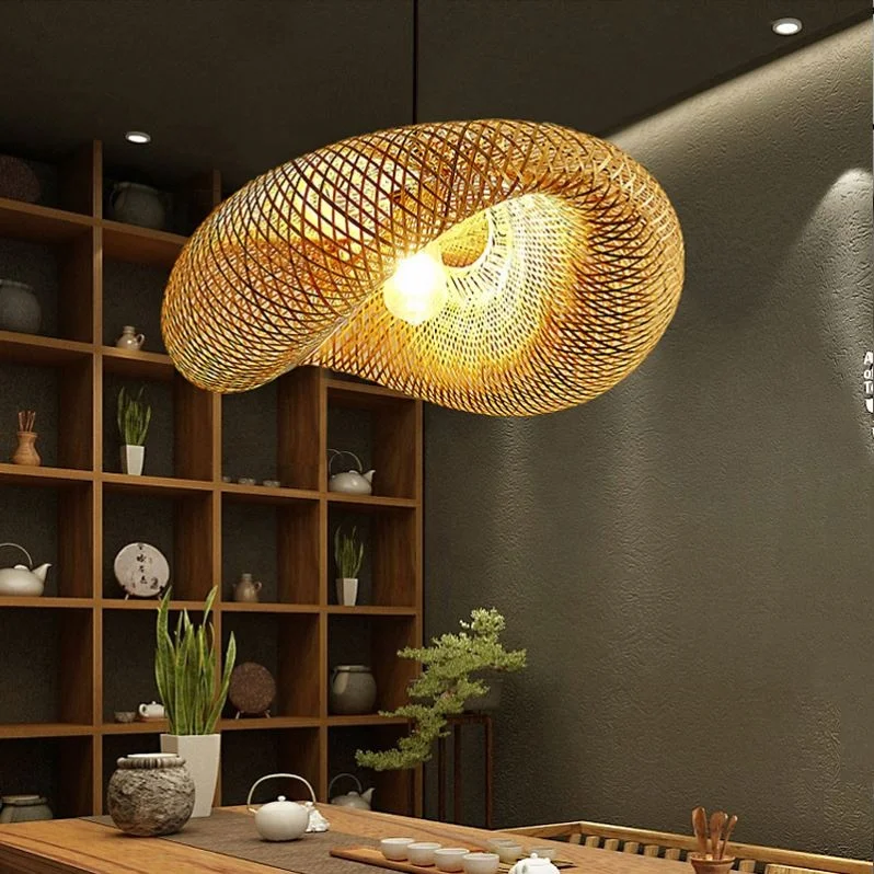 Handwoven Natural Biodegradable Bamboo Chandelier Pendant Light For Hotel