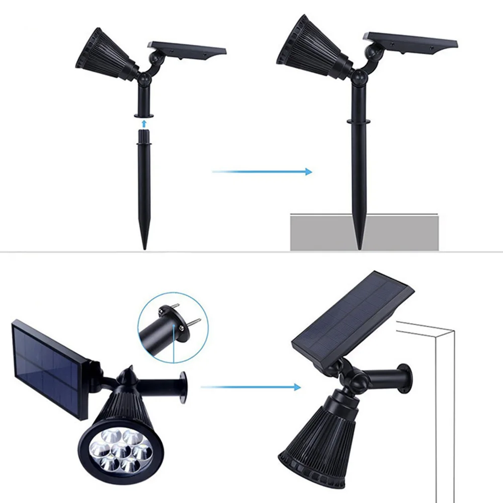 Outdoor waterproof 7 led changing color 3W solar wall light,adjustable solar spotlight for courtyard,landscape,garden