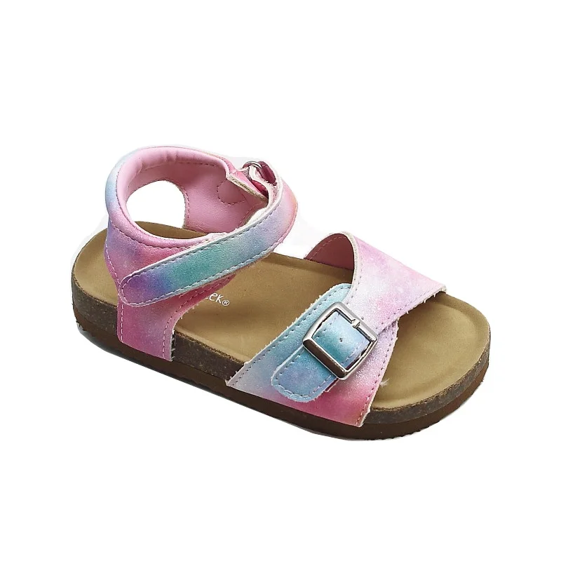 children casual cork PU upper sandal shoe comfortable cork flat sandals OEM & ODM