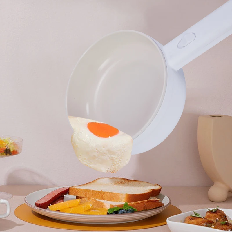 High Quality Mini White Multifunctional Frying Pan Home Style Dishes Non-stick Electric Cooking Pot With Steamer